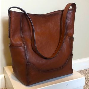 Frye side pocket hobo brown leather shoulder bag